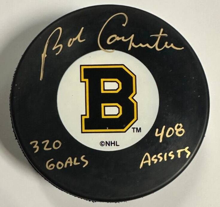 Bob Carpenter Autographed Boston Bruins Hockey Puck W/ Inscriptions