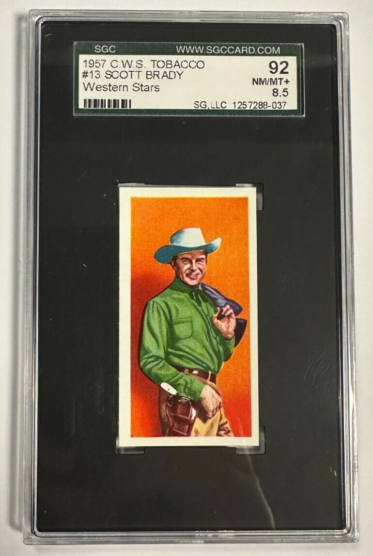 1957 C.W.S. Tobacco Western Stars Scott Brady Card #13 SGC 8.5 NM-MT+