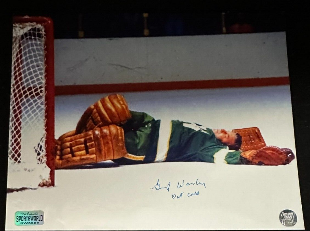 Gump Worsley Autographed Minnesota North Stars Photo W/ Old Cold Insc