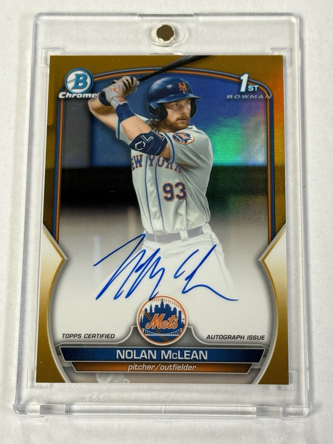 2023 Bowman Chrome Nolan McLean Gold Auto /50 First Autograph Mets USA