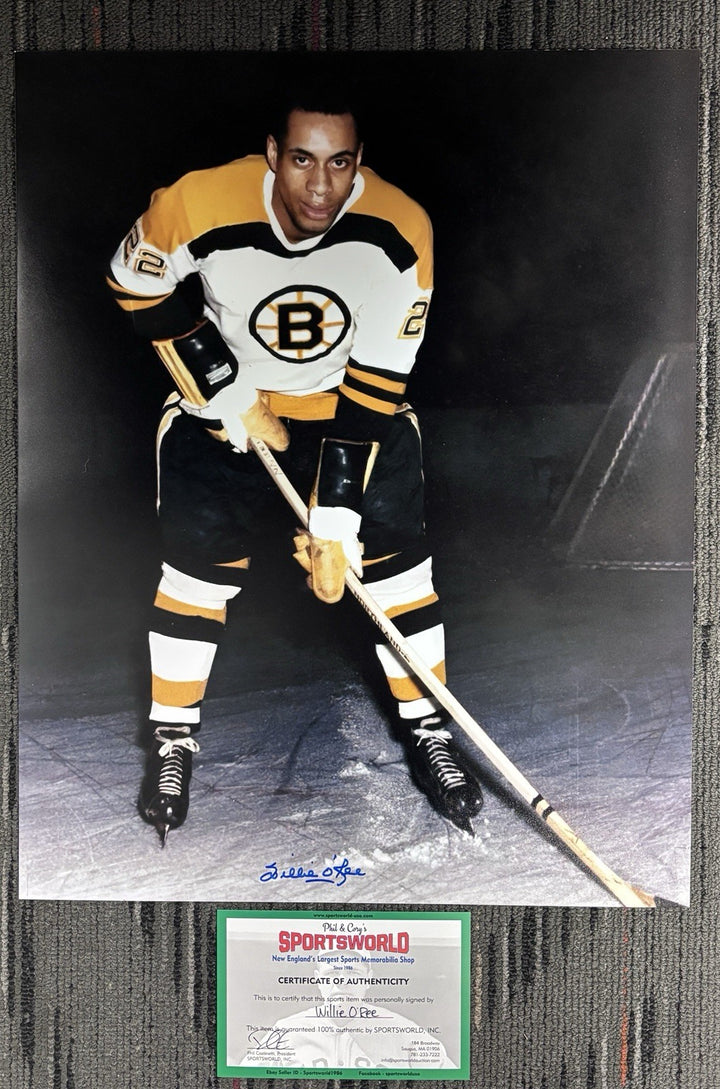 Willie O’Ree Signed 16x20 Sportsworld COA Boston Bruins