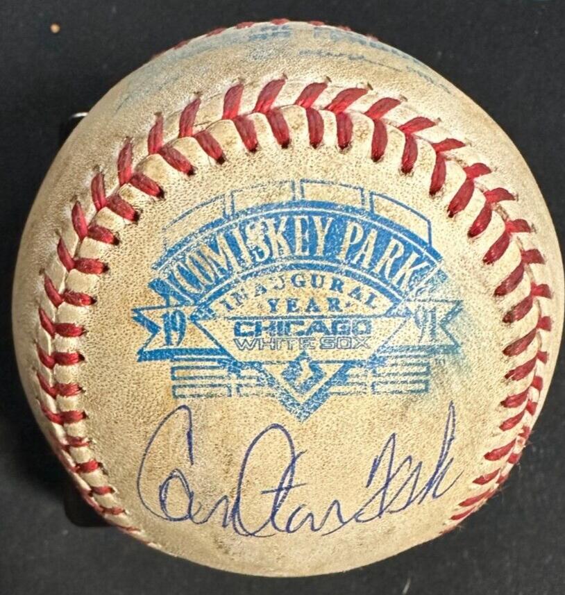 Carlton Fisk Autographed Comiskey Park Inaugural Season Game Baseball ...