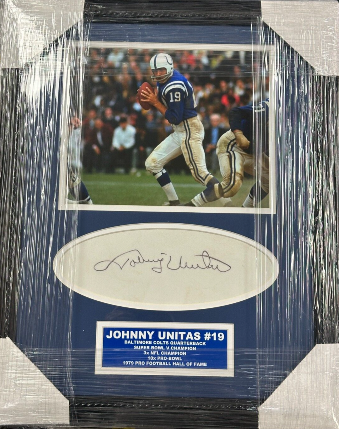 Johnny Unitas Autographed Signature & 8x10 Framed Photo BAS