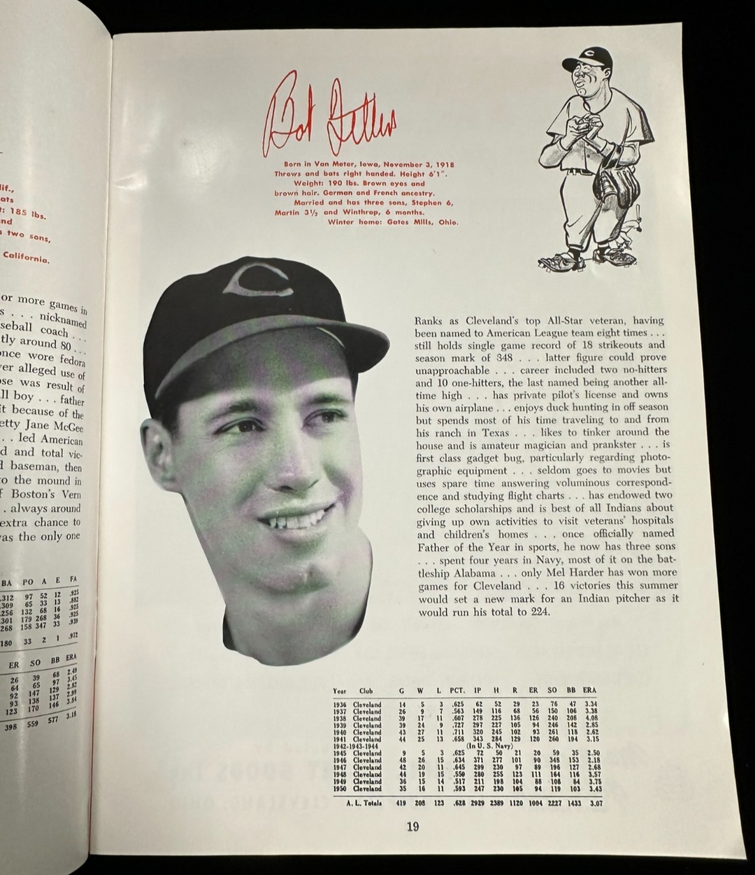 Vintage 1951 Cleveland Indians Baseball Yearbook Feller Lemon Rosen Doby