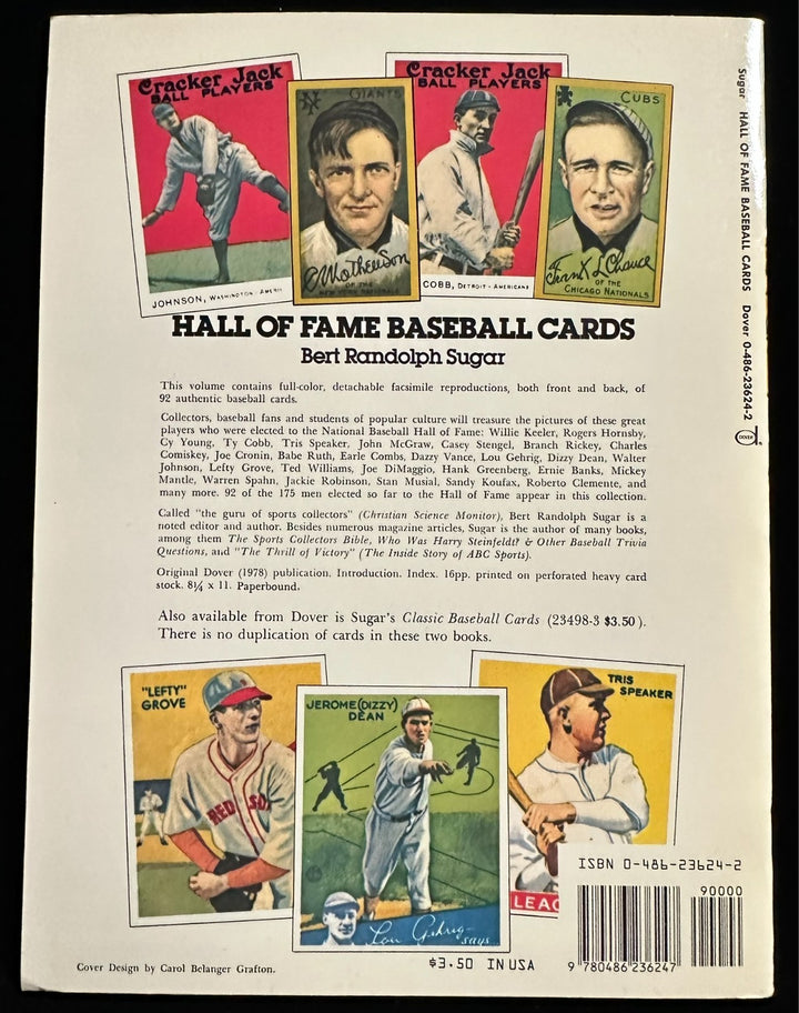 1978 Dover Publications Hall of Fame Baseball Cards Book by Bert Sugar