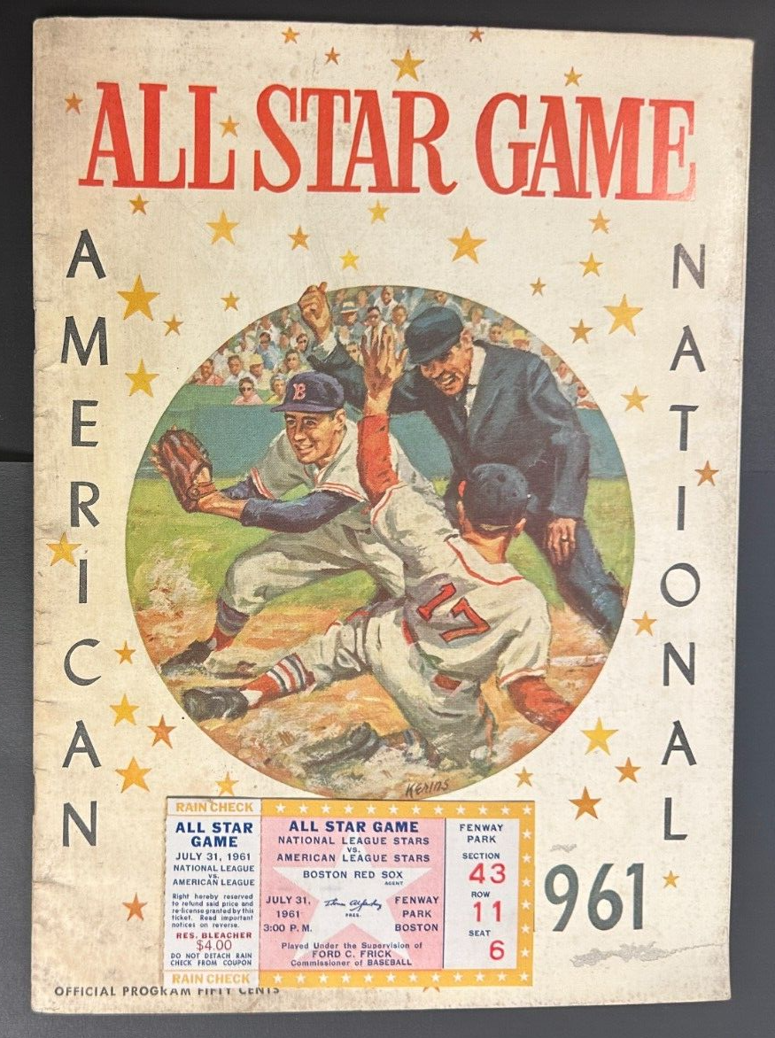 1961 MLB Baseball All-Star Game Program & Ticket Stub 5-4 NL Clemente 3B 2 RBI