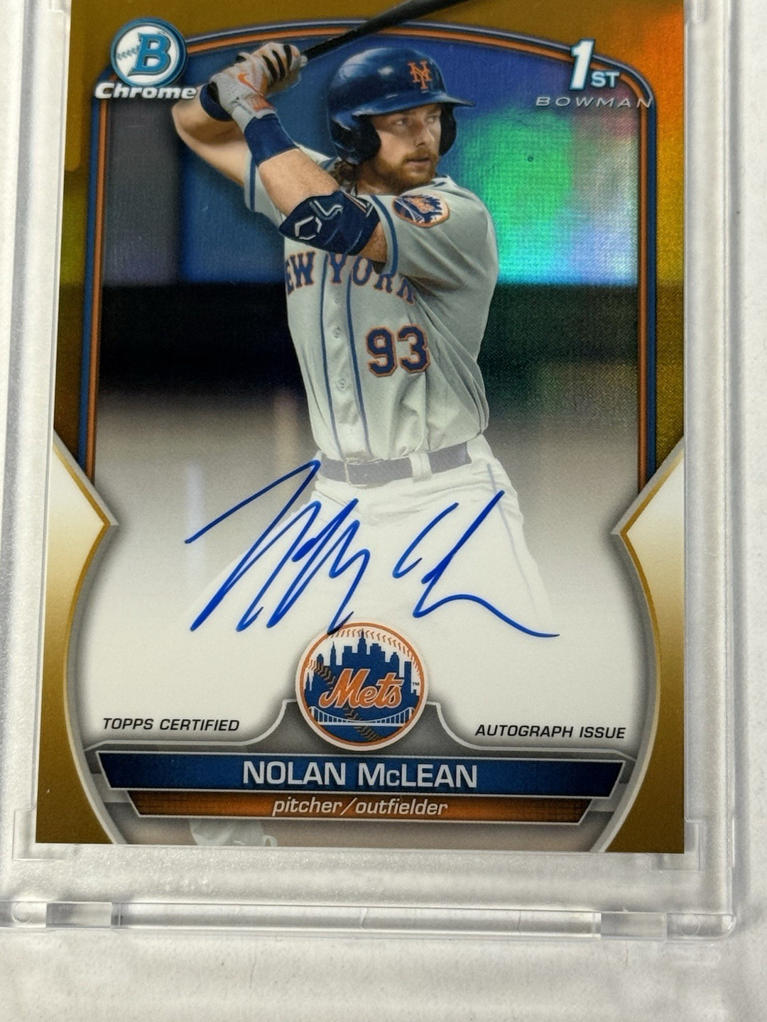 2023 Bowman Chrome Nolan McLean Gold Auto /50 First Autograph Mets USA