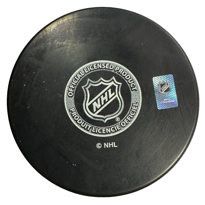 Luc Dufour Autographed Boston Bruins Hockey Puck NHL