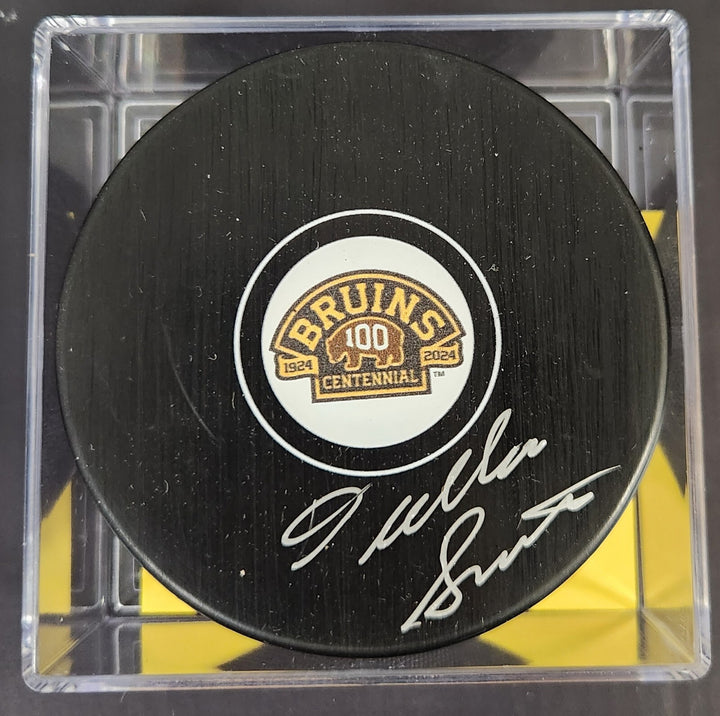 Dallas Smith Signed 100th Year Boston Bruins Hockey Puck COA