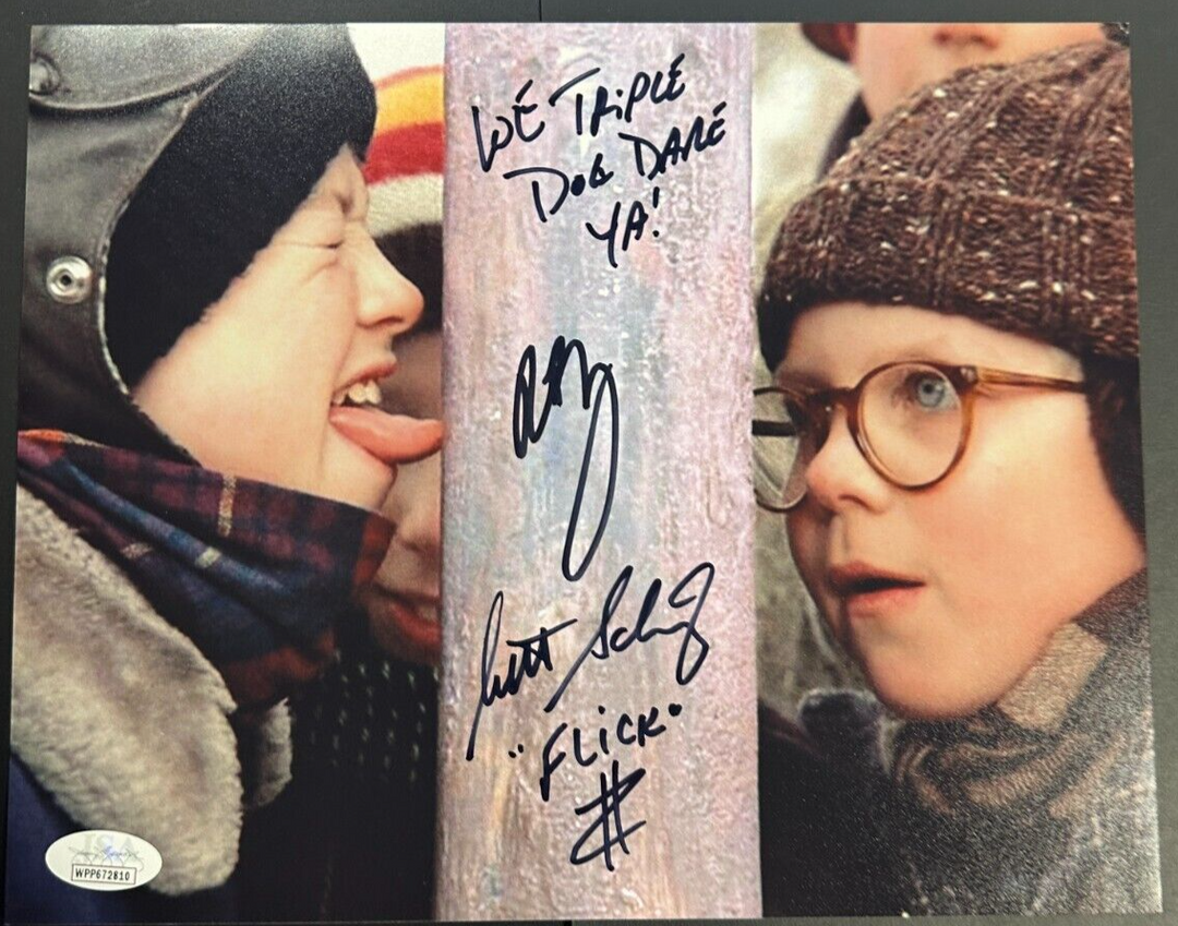 Peter Billingsley & Scott Schwartz Autographed Christmas Story Photo JSA