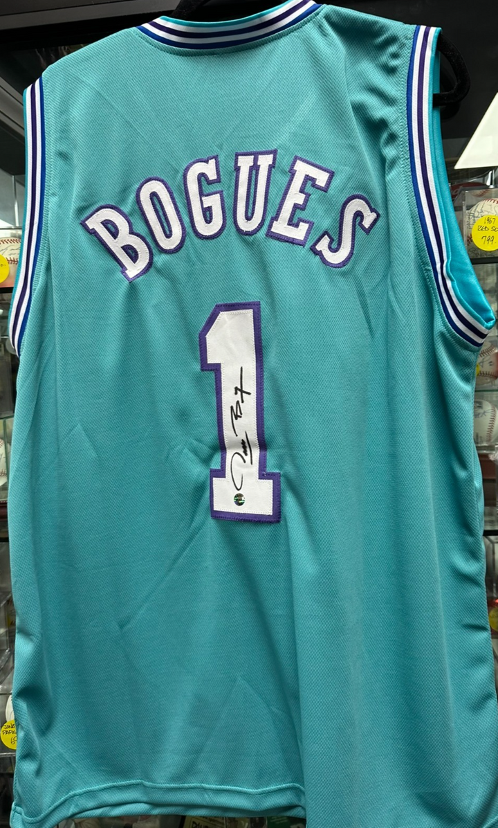 Muggsy Bouges Autographed Charlotte Hornets Custom Jersey NBA
