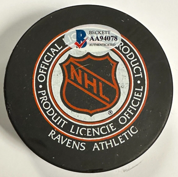 Bobby Schmautz Autographed Edmonton Oilers Hockey Puck BAS