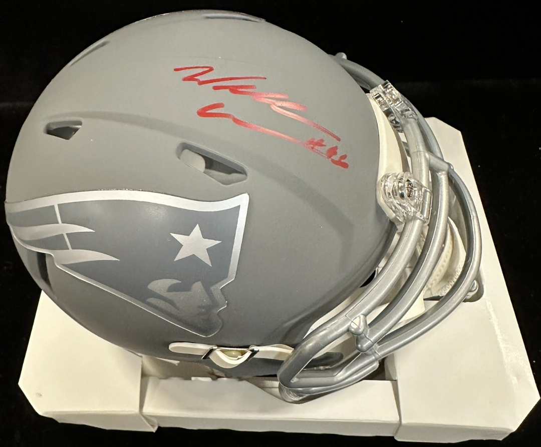 Will Campbell Autographed New England Patriots Slate Mini Speed Helmet JSA