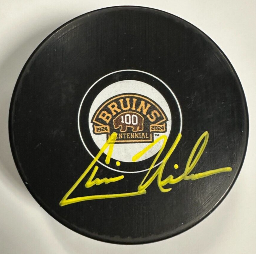 Chris Nilan Autographed Boston Bruins 100th Anniversary Puck NHL