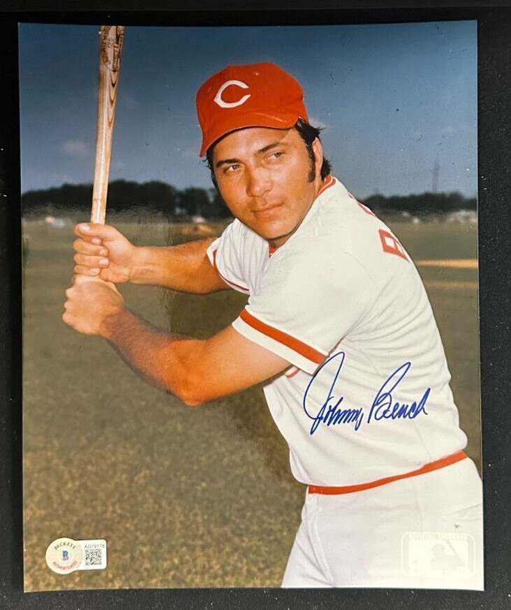 Johnny Bench Autographed 8x10 Photo Cincinnati Reds BAS HOF