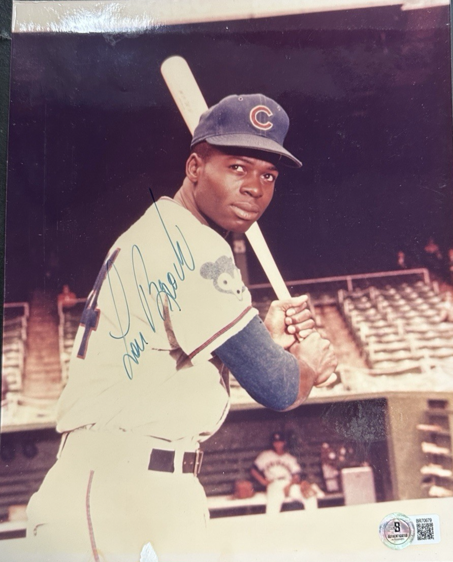 Lou Brock Autographed Chicago Cubs Rookie Era 8x10 Photo HOF BAS