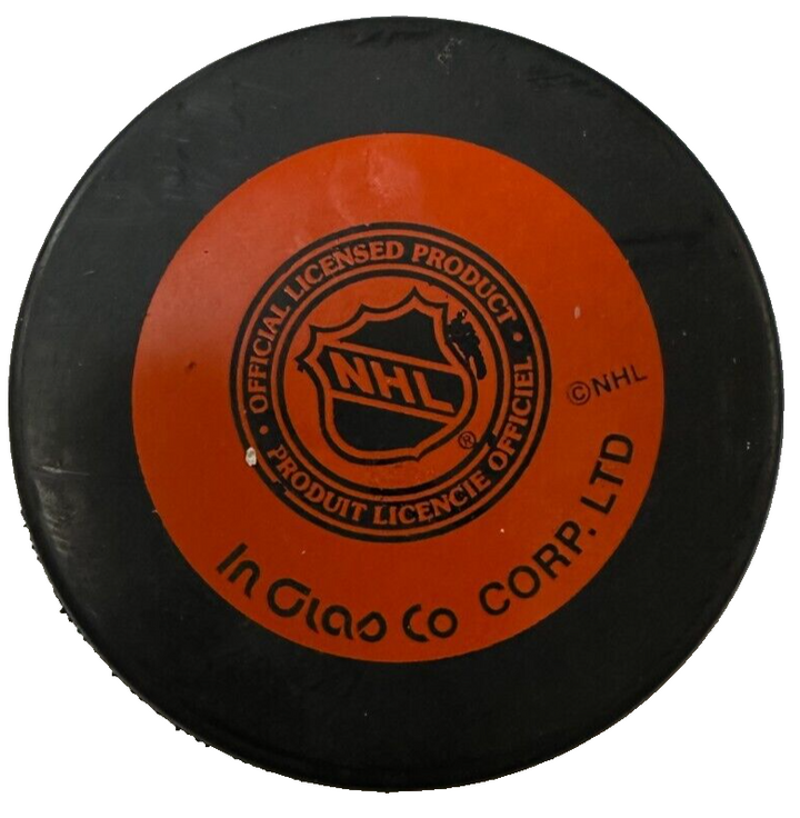 Tom Songin Autographed Boston Bruins Hockey Puck NHL