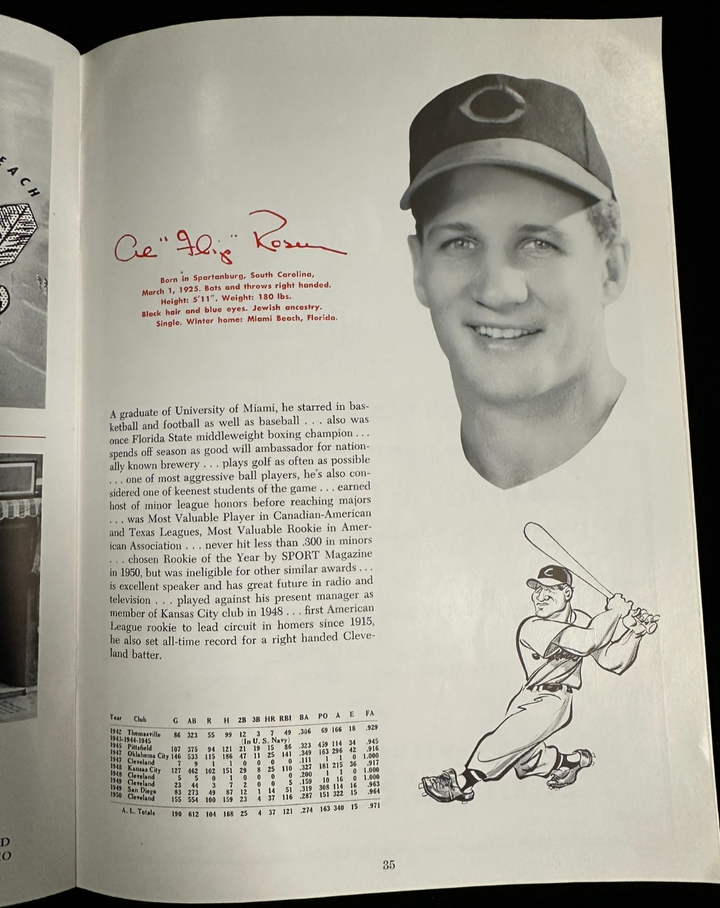 Vintage 1951 Cleveland Indians Baseball Yearbook Feller Lemon Rosen Doby
