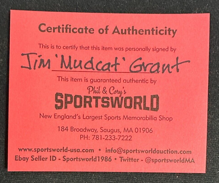 Jim Mudcat Grant Autographed Major League Baseball W/ 65 Season 21-7