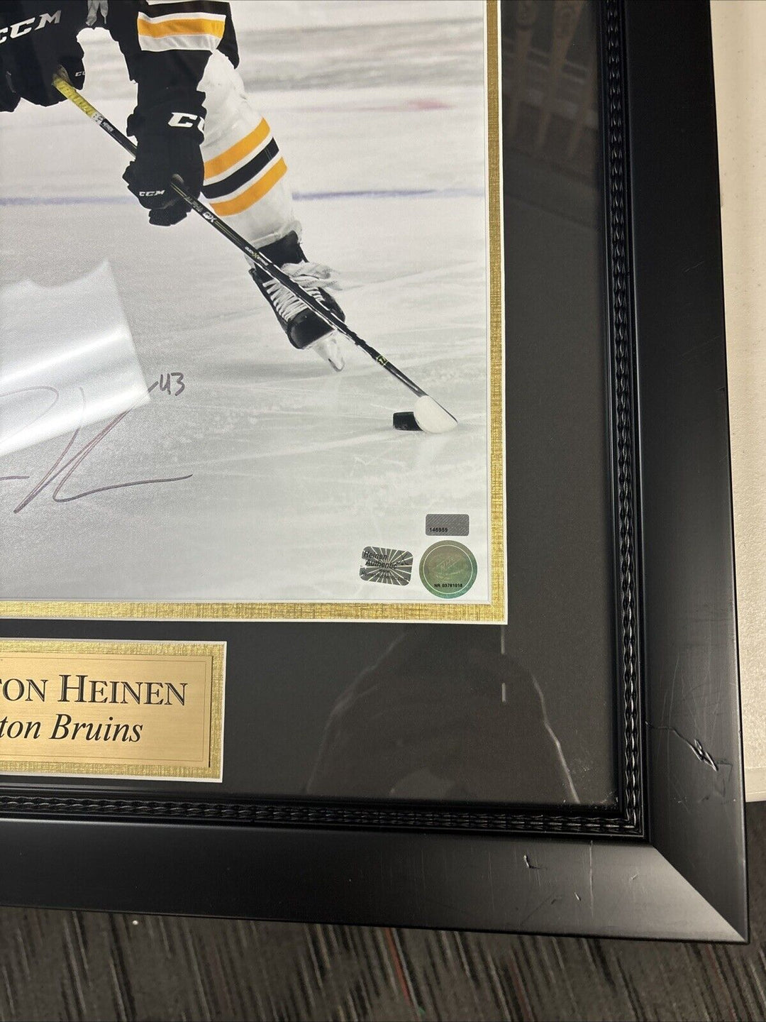 Danton Heinen Signed Framed 16x20 New England Picture Boston Bruins