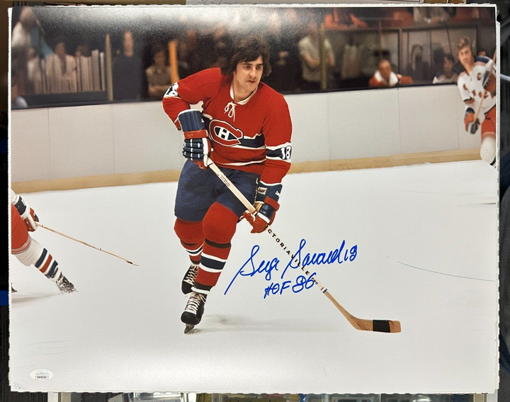 Serge Savard Autographed 16x20 Montreal Canadiens Photo W/ HOF 86 JSA