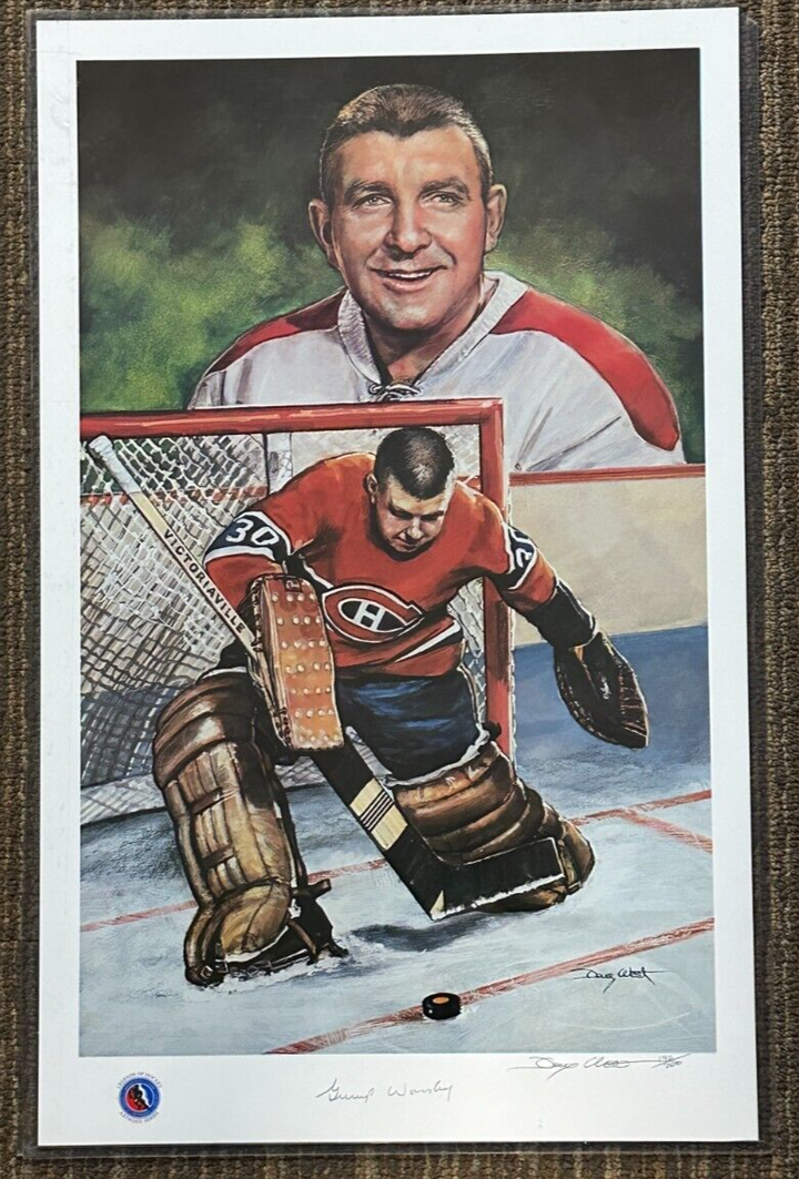 Gump Worsley Autographed 12x20 Lithograph 196/200 Montreal Canadiens HOF