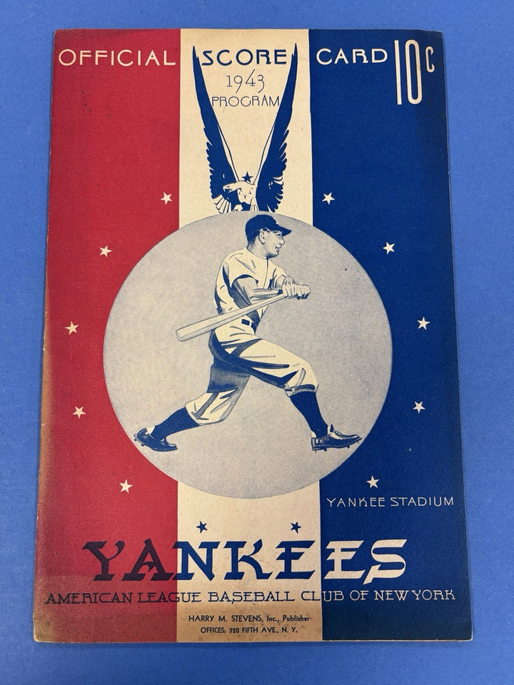 1943 Yankees Scorecard Program Philadelphia Vs New York Not Scored