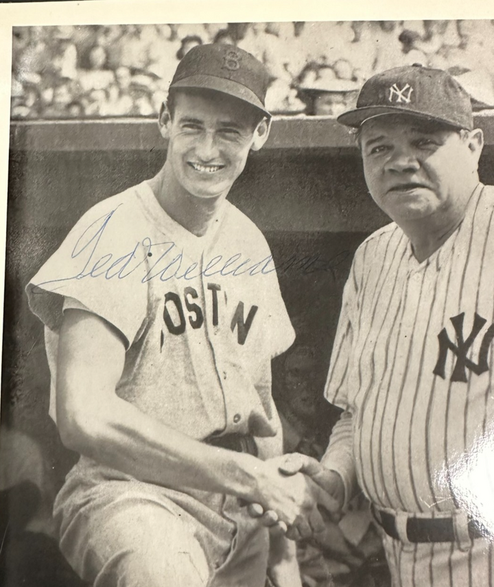 Ted Williams Autographed 8x10 Photo W/ Babe Ruth Boston Red Sox BAS HOF