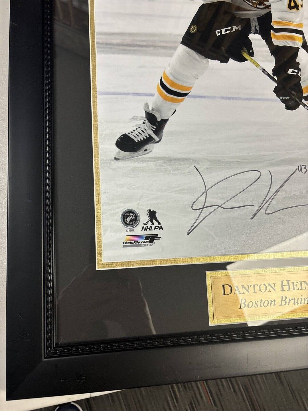 Danton Heinen Signed Framed 16x20 New England Picture Boston Bruins