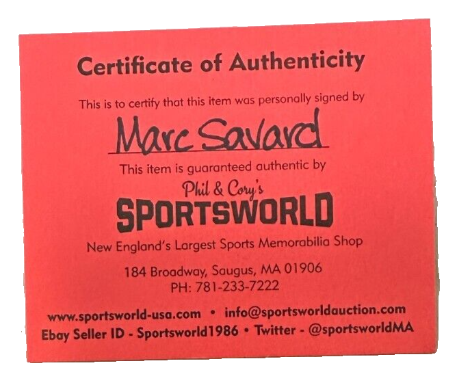 Marc Savard Autographed Boston Bruins Hockey Puck NHL