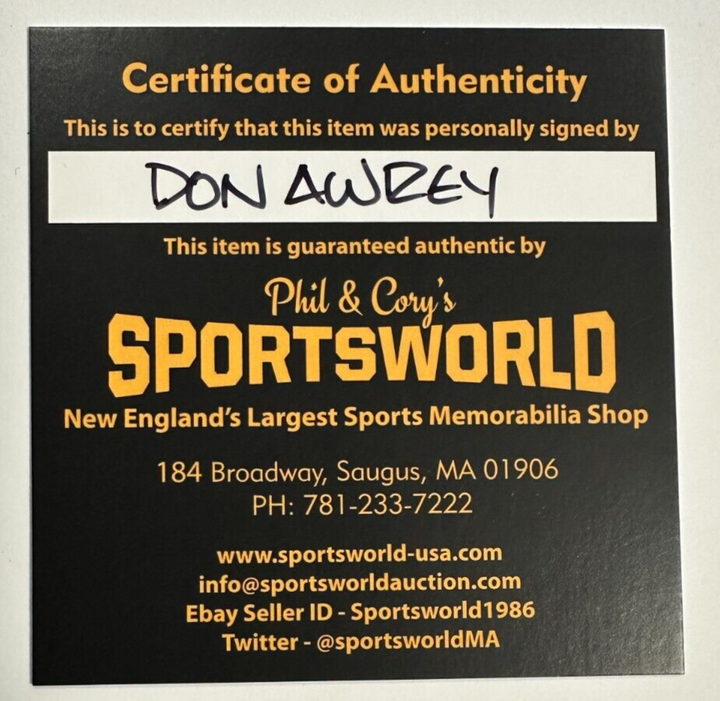 Don Awrey Autographed Boston Bruins 100th Anniversary Hockey Puck NHL
