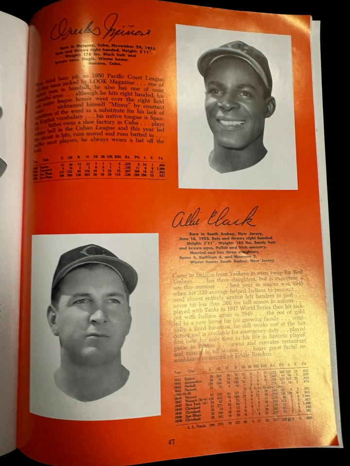 Vintage 1951 Cleveland Indians Baseball Yearbook Feller Lemon Rosen Doby