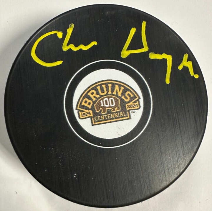 Chris Hayes Autographed Boston Bruins 100th Anniversary Hockey Puck NHL