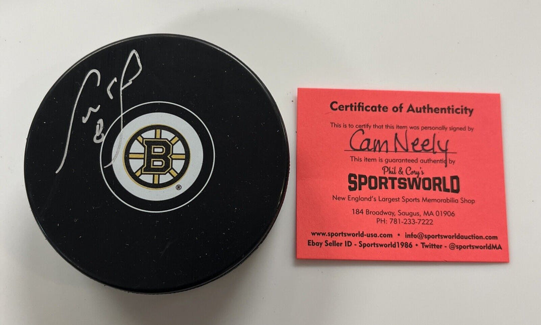 Cam Neely Signed Puck Autographed Boston Bruins