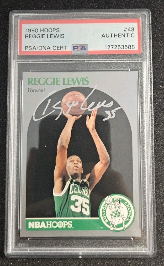 1990 Hoops #43 Reggie Lewis Autographed Card PSA Authentic