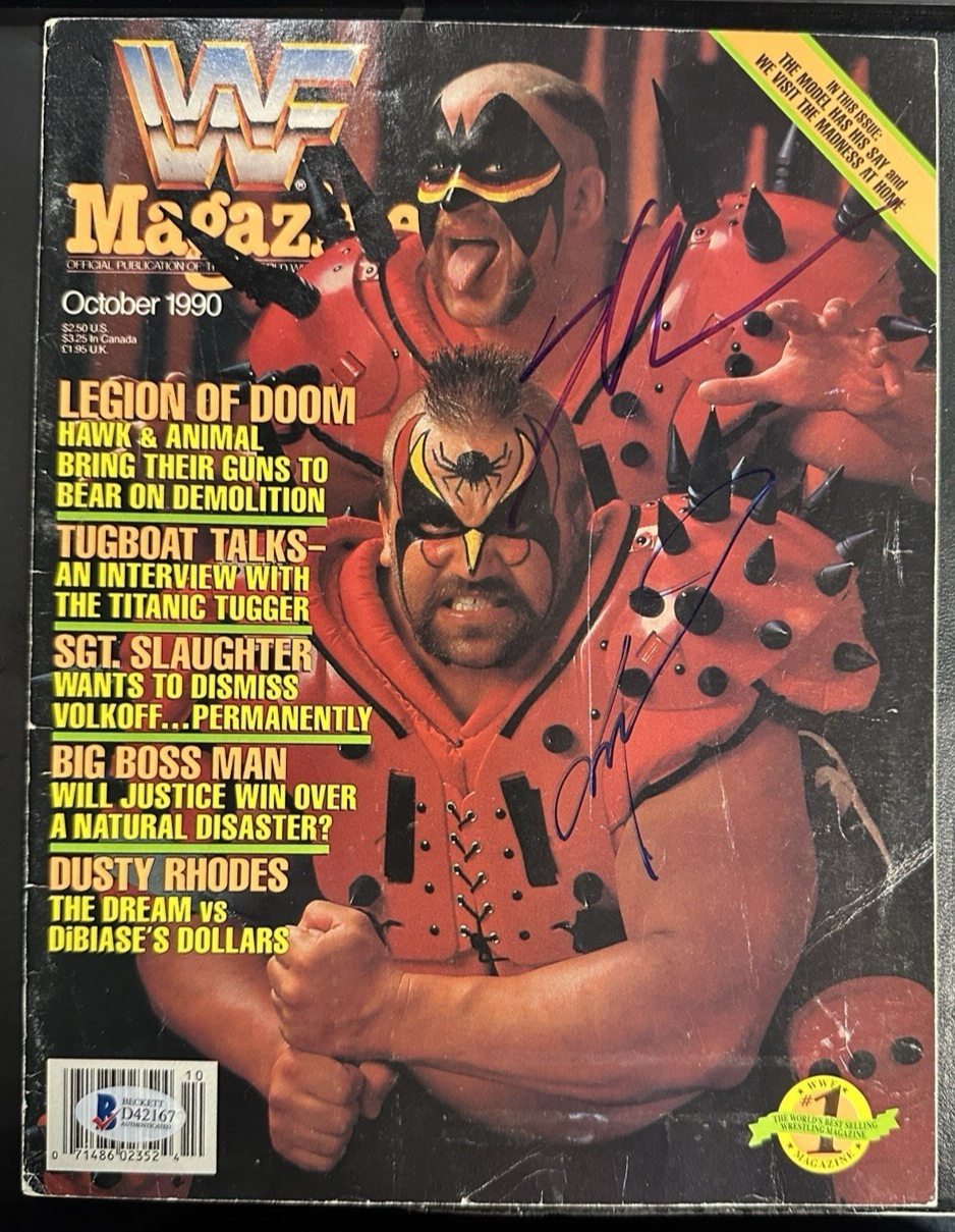 October 1990 WWE Full Magazine Autographed Legion of Doom Road Warriors BAS