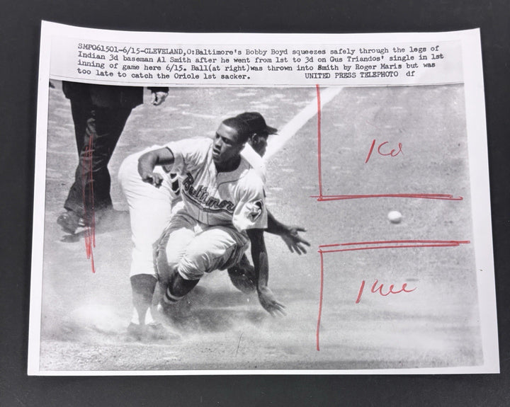 1950’s Original 7x9 Newspaper Wire Photo Bobby Boyd Al Smith Cleveland Baltimore