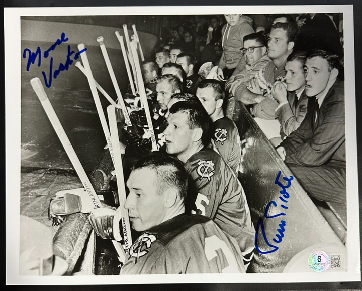 Elmer Moose Vasko & Pierre Pilote Autographed 8x10 Photo Blackhawks BAS HOF
