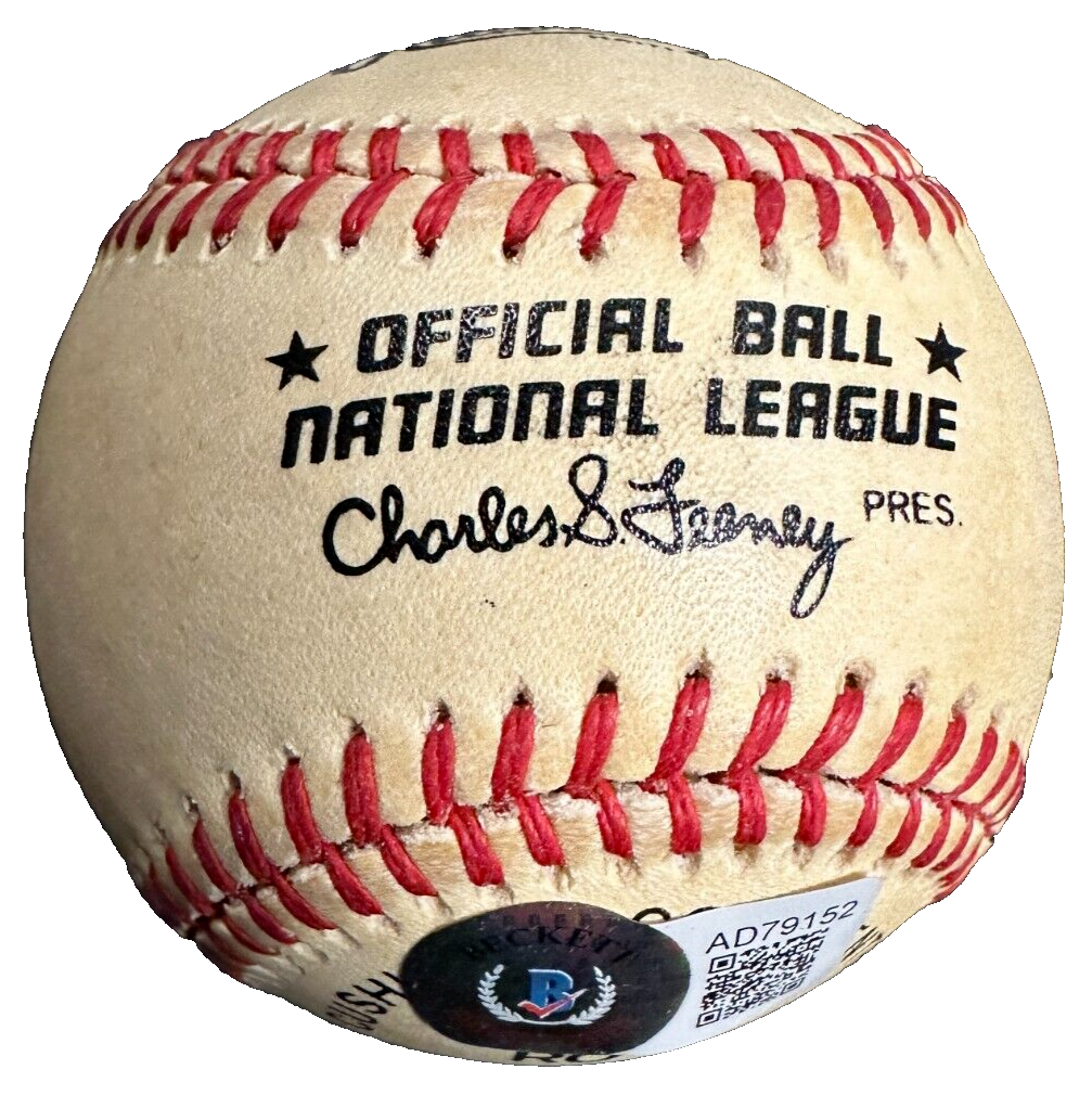 Eddie Mathews Autographed National League Baseball HOF Braves BAS