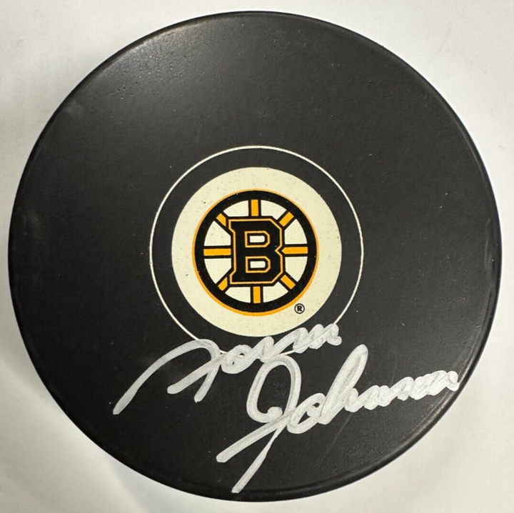 Norm Johnson Autographed Boston Bruins Hockey Puck BAS