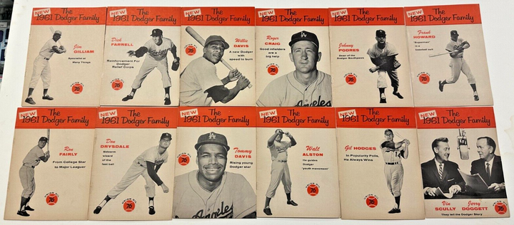 Complete Set of 24 1961 Union Oil 76 The Dodger Family Booklets Koufax Drysdale
