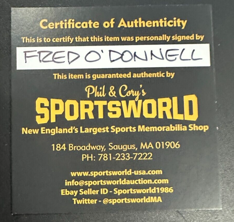 Fred O’Donnell Autographed Boston Bruins Hockey Puck NHL