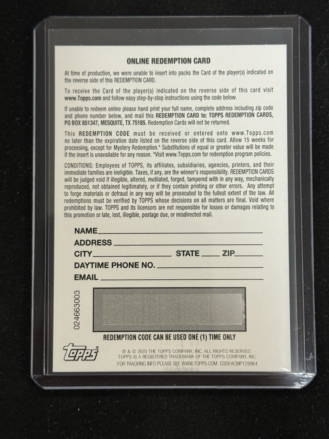 2025 ROKI SASAKI Topps Chrome Purple Speckle Auto /299 Rookie RC Unused Dodgers 