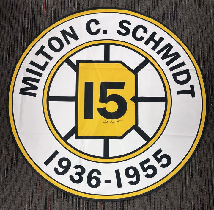 Milt Schmidt Signed 38” Retirement Banner  Boston Bruins HOF Sportsworld COA