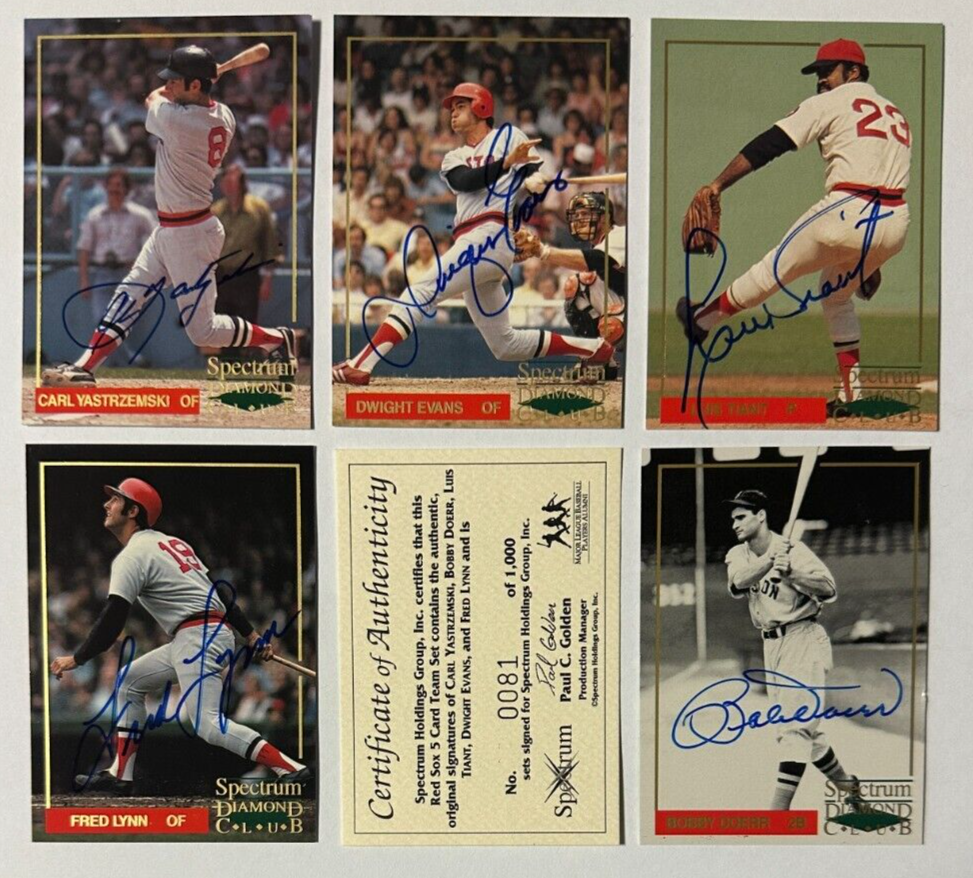 1993 Spectrum Diamond Club Boston Red Sox Team Signed Set Yaz Lynn Evans Tiant