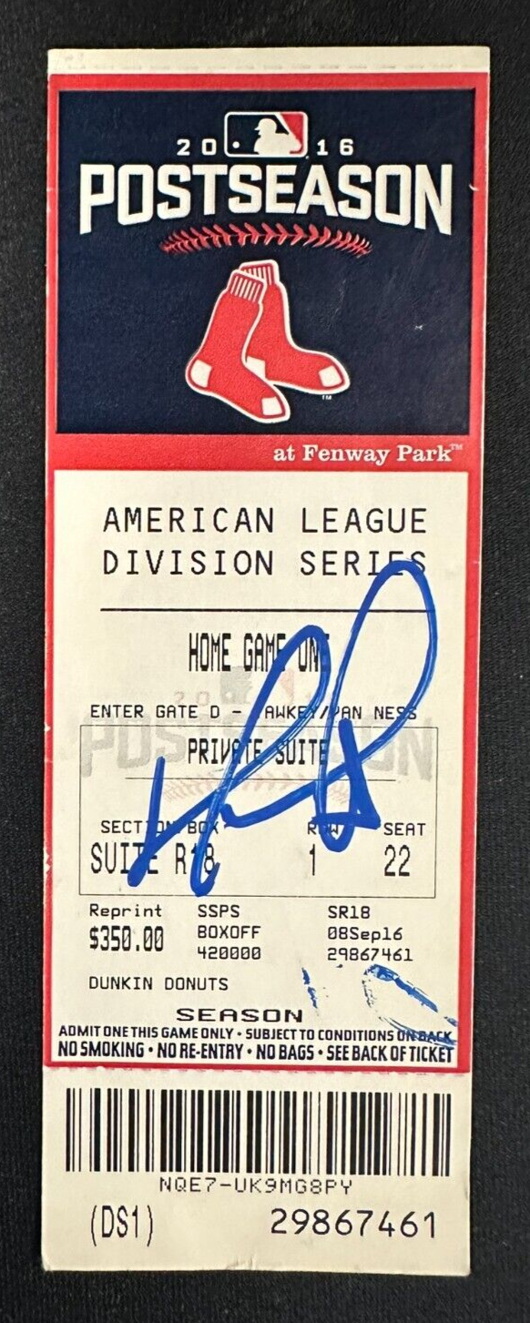 David Ortiz Autographed Final Career Game Ticket 10/102016 Fenway Park Park