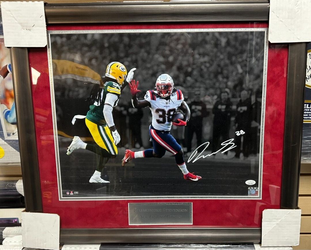 Rhamondre Stevenson Autographed Framed 16x20 Photo New England Patriots JSA