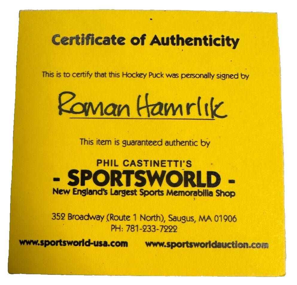 Roman Hamrlik Autographed Tampa Bay Lightning Hockey Puck