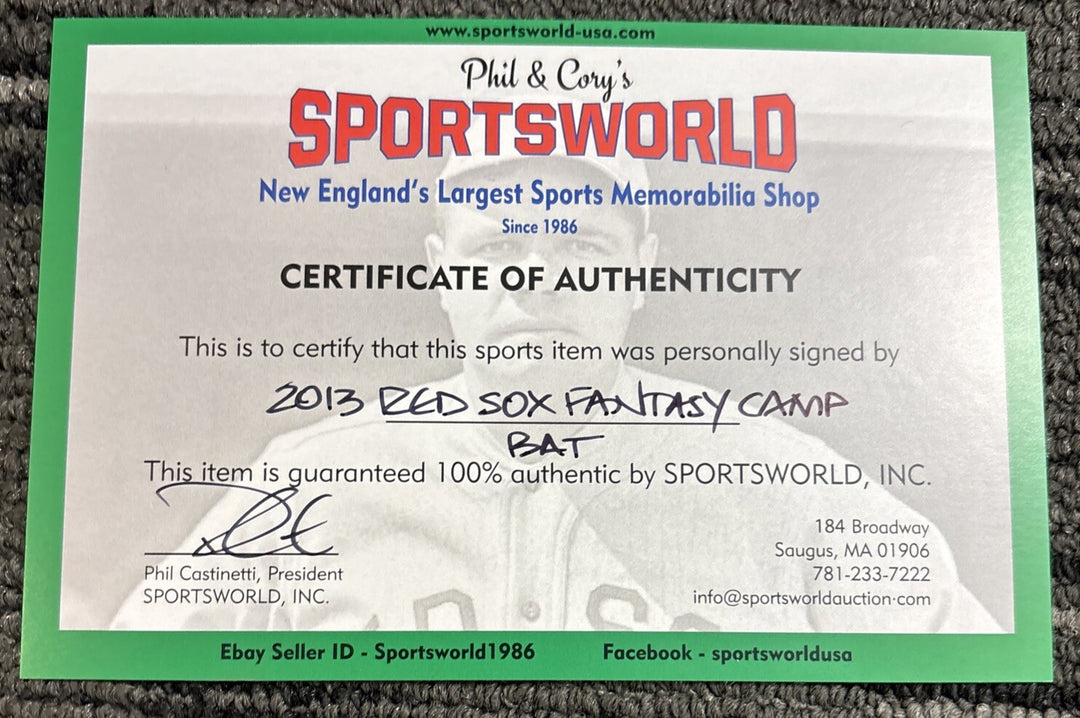 2013 Red Sox Fantasy Camp Signed Baseball Bat Campbell Petrocelli Bell Lee Etc.