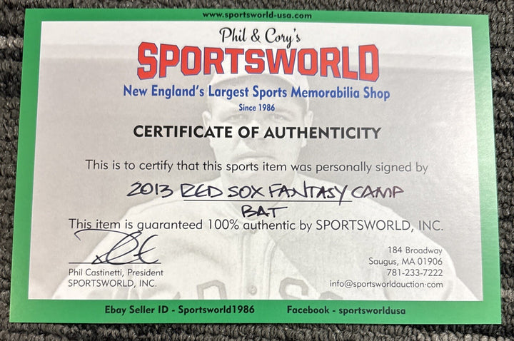 2013 Red Sox Fantasy Camp Signed Baseball Bat Campbell Petrocelli Bell Lee Etc.